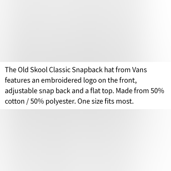 Vans Old Skool Classic Snapback Hat *NWT* - Picture 4 of 7